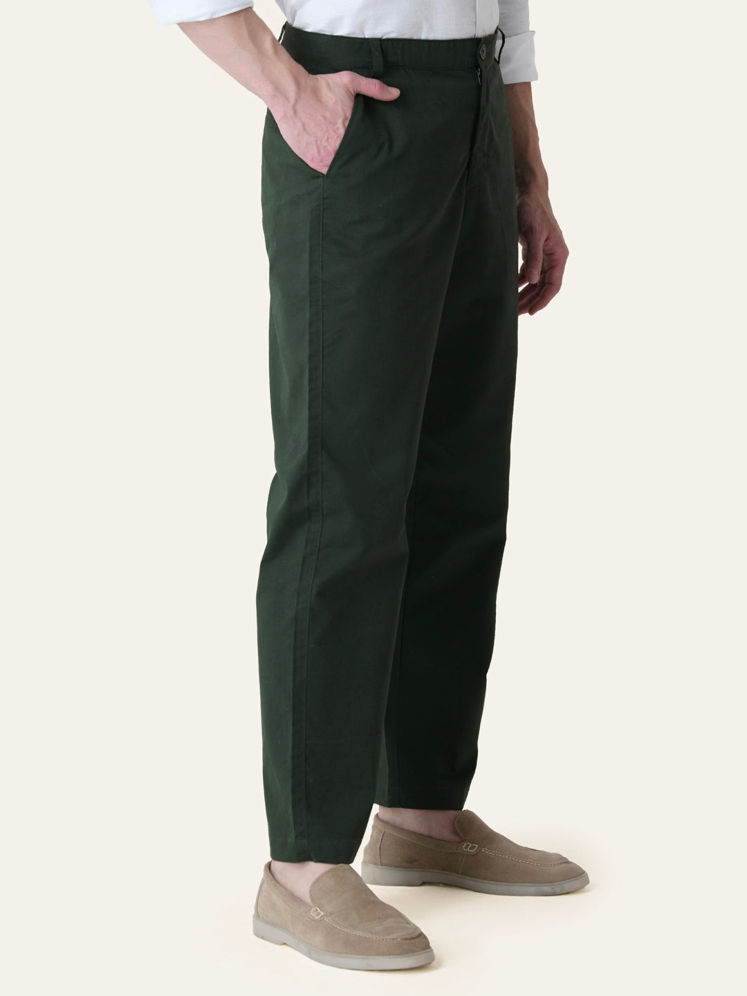 Bottle Green Solid Slim Fit Chinos