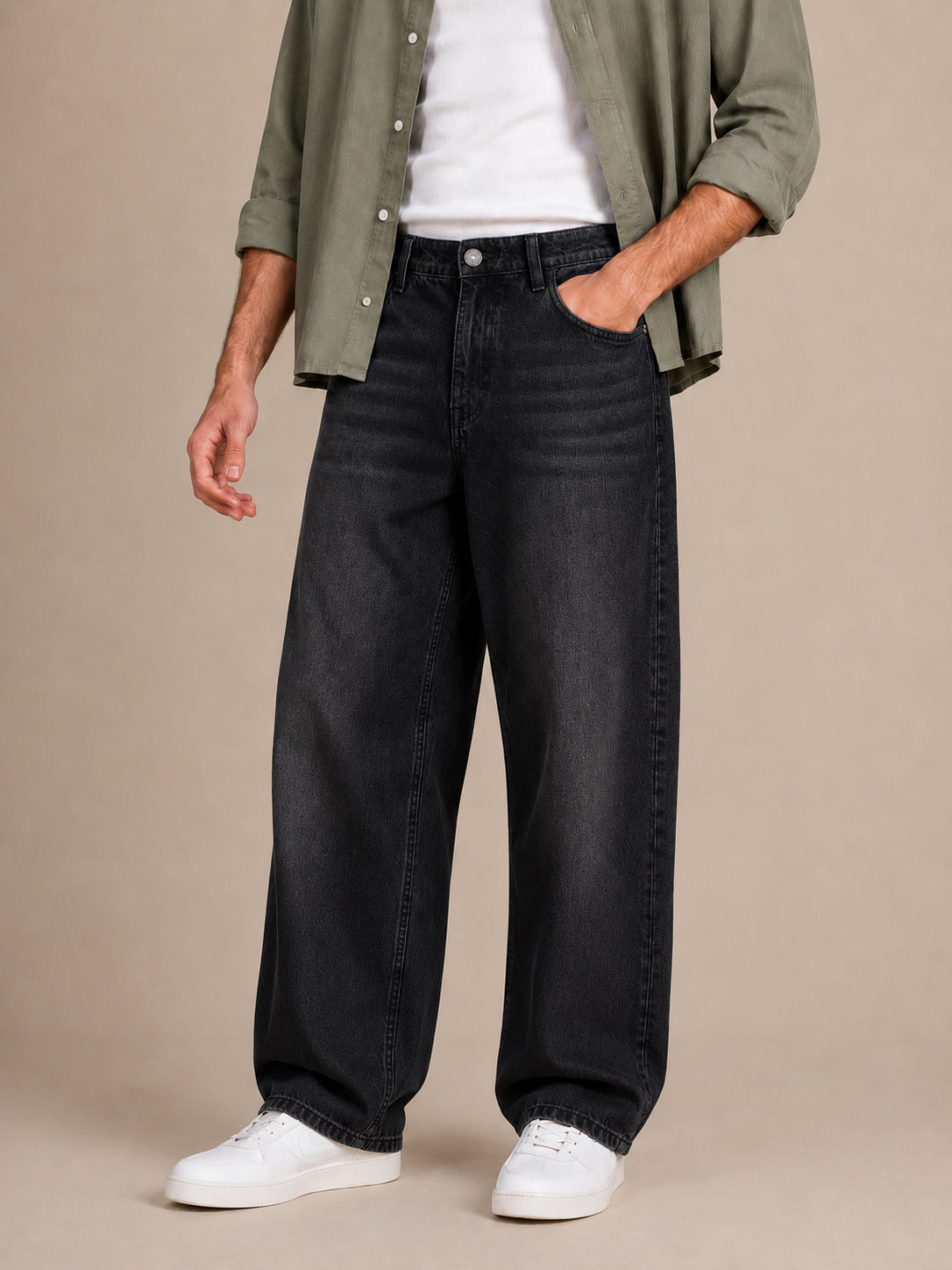Black Washed Baggy Fit Jeans