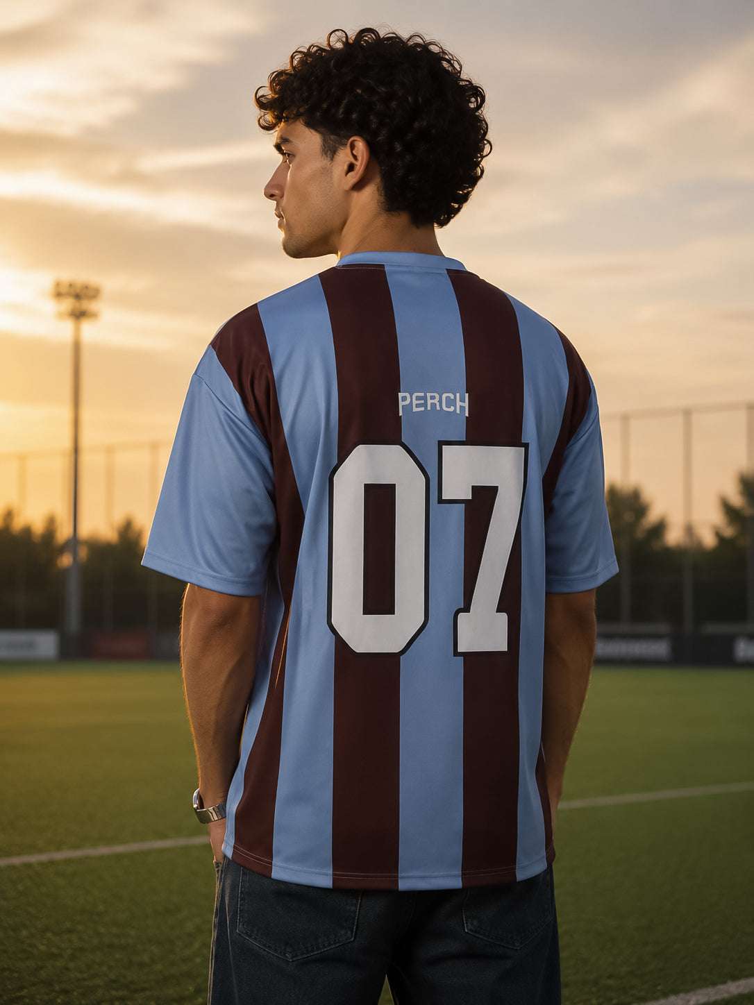 Blue and Brown Jersey Tshirt oversized Fit - Half Sleeve