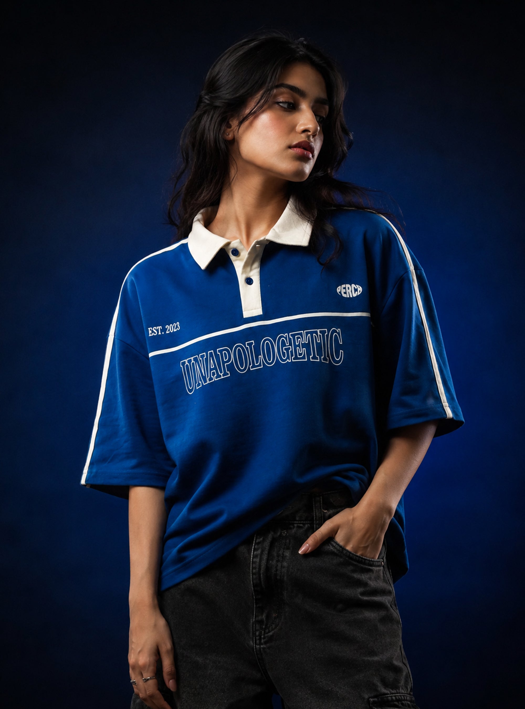 Royal Blue Unapologetic Oversized Polo Tshirt