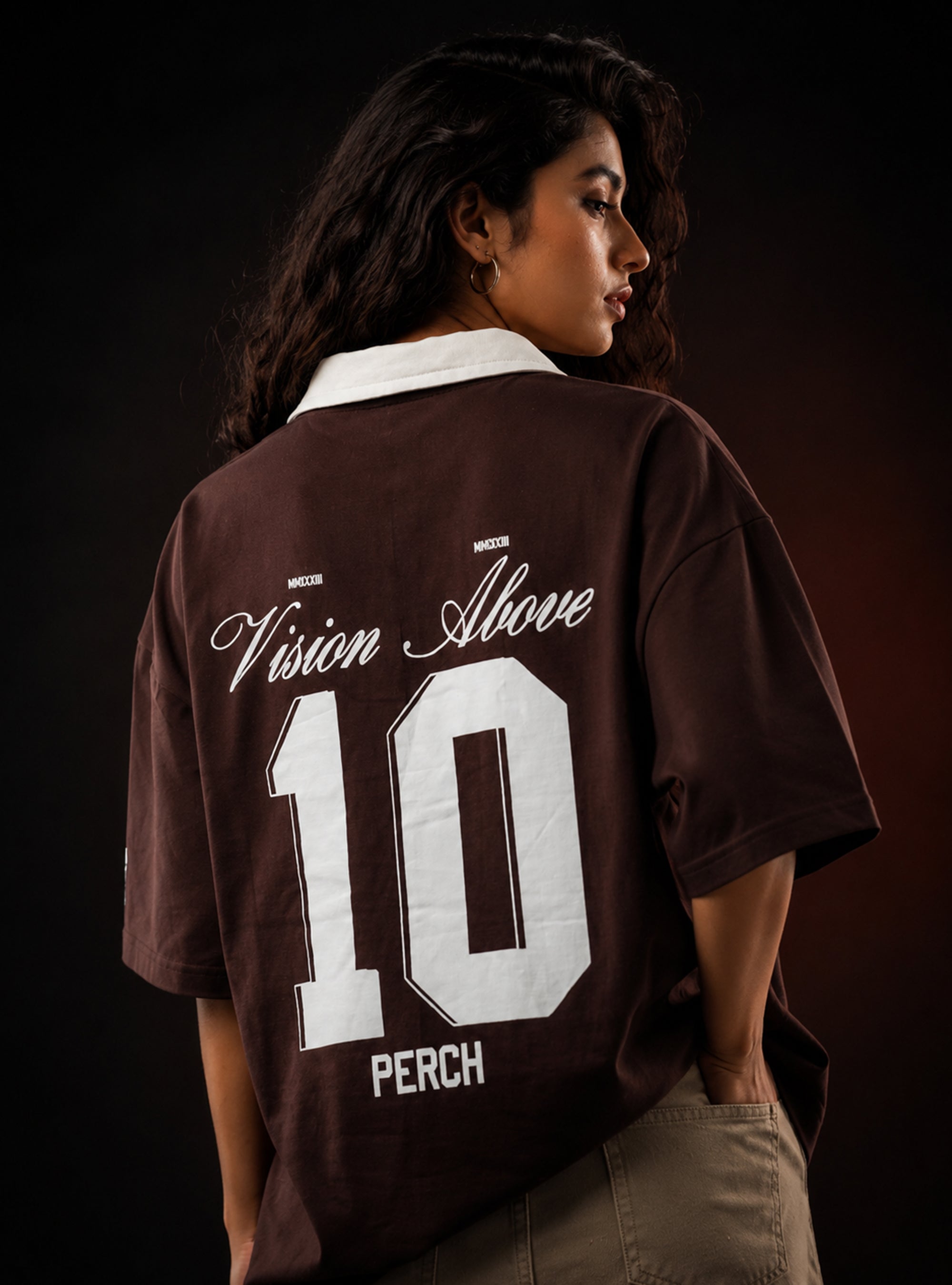 Brown Perch Club Oversized Polo Tshirt