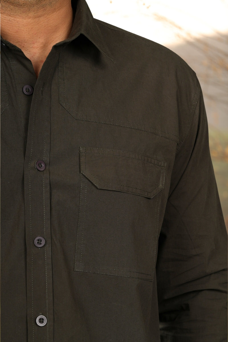 Olive green Double Yoke Shirt