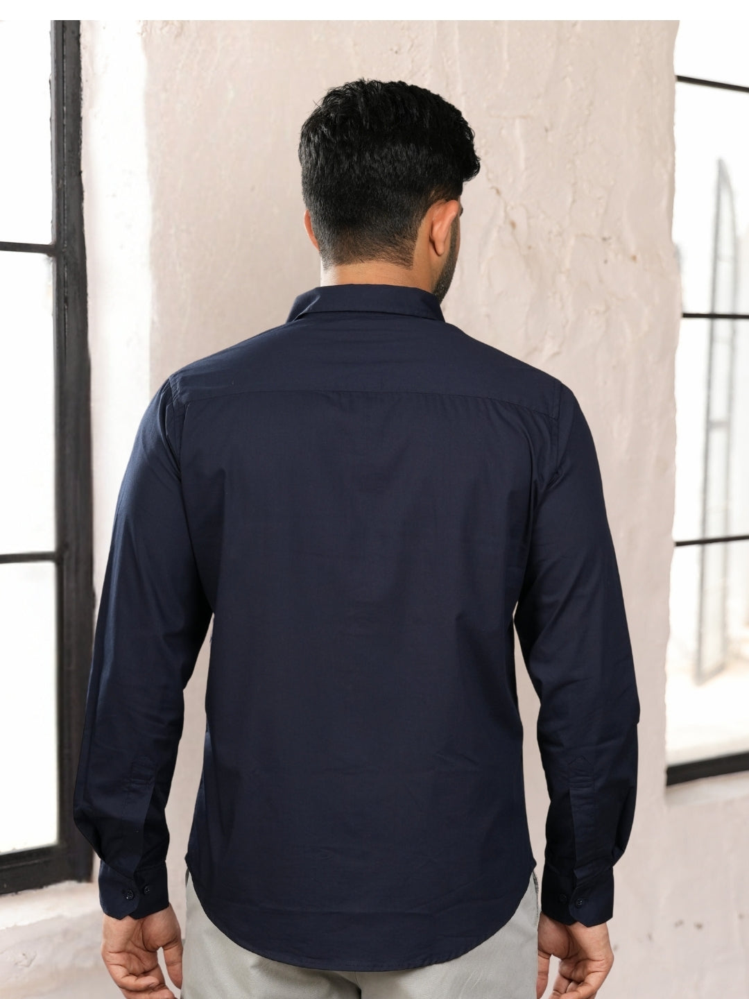 Midnight Blue Cut & Sew Cotton Shirt