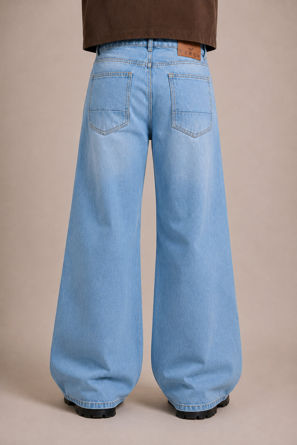 Light Blue Washed Wide Flared Jeans