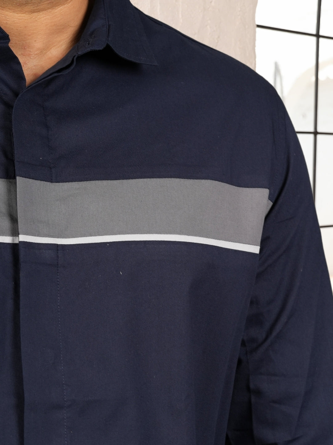 Midnight Blue Cut & Sew Cotton Shirt