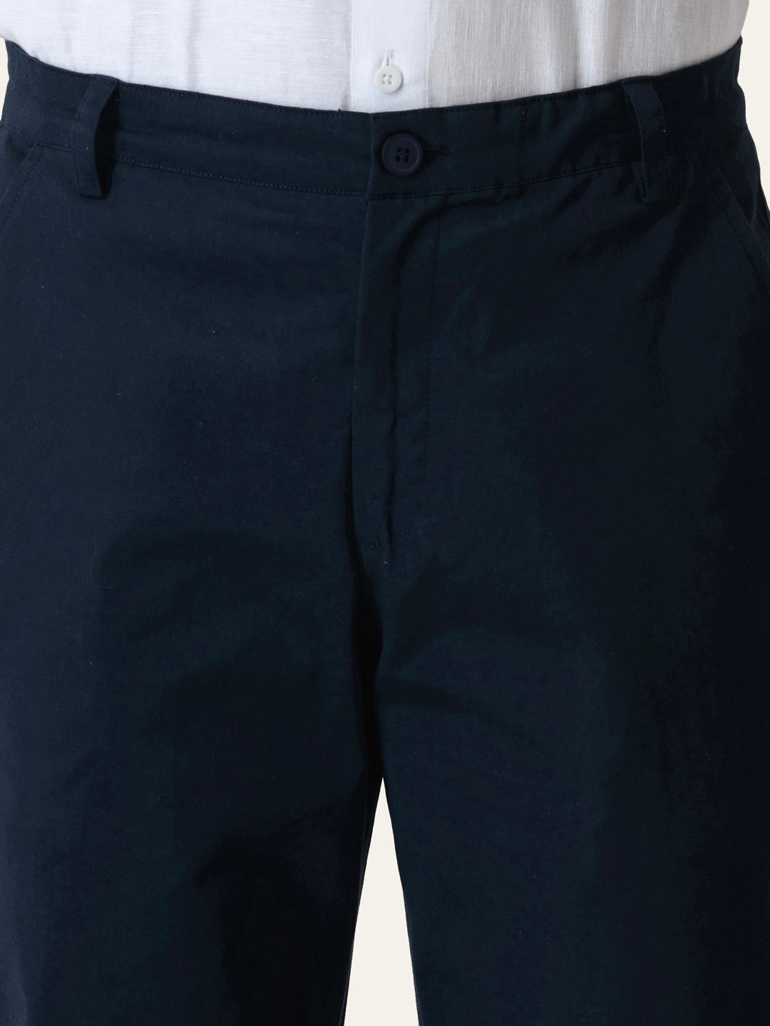 Navy Blue Solid Slim Fit Chinos
