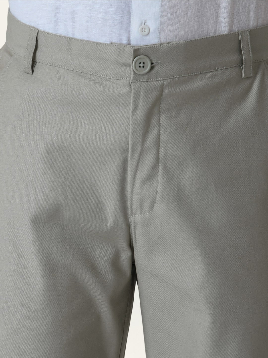 Grey Solid Slim Fit Chinos