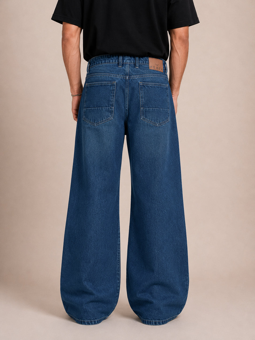 Teal Blue Washed Flared Jeans