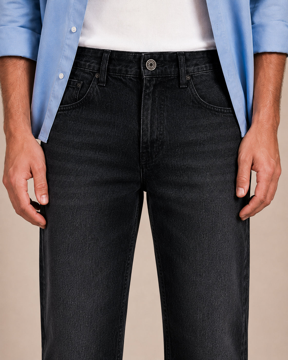 Black Washed Straight Fit Jeans