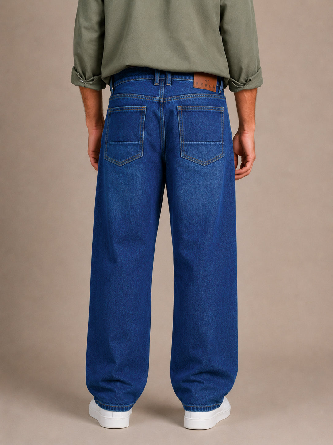 Dark Blue Washed Baggy Fit Jeans
