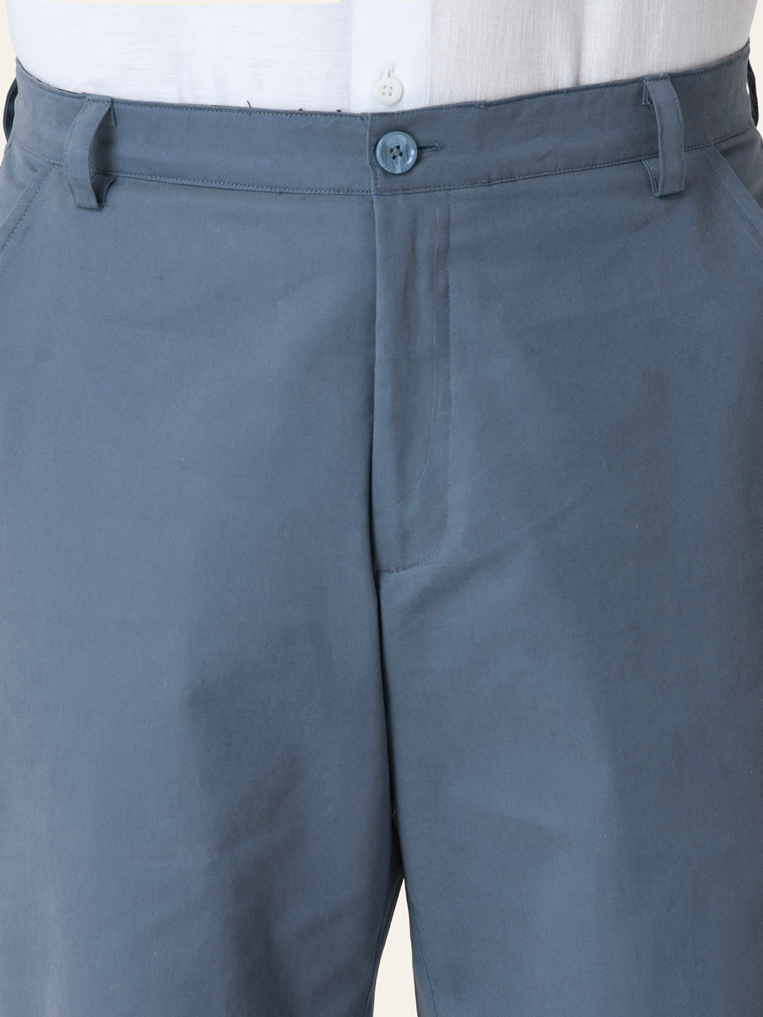 Blue Solid Slim Fit Chinos