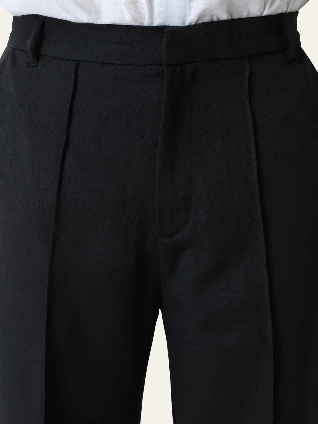 Black Solid Pintuck Korean Pants