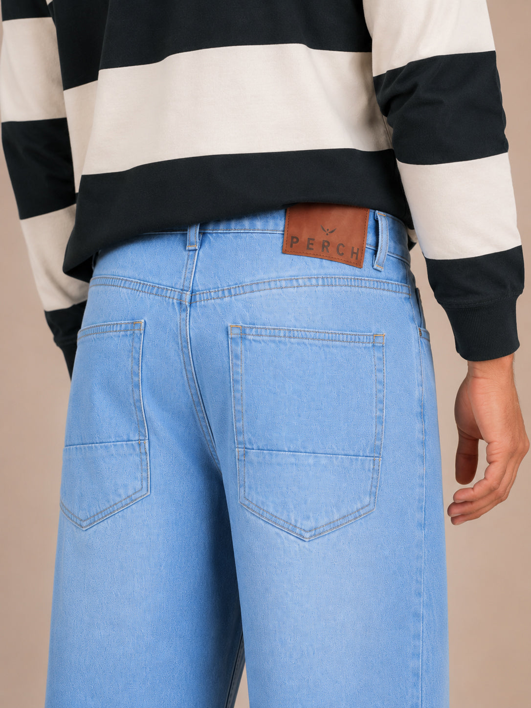 Light Blue Washed Baggy Fit Jeans