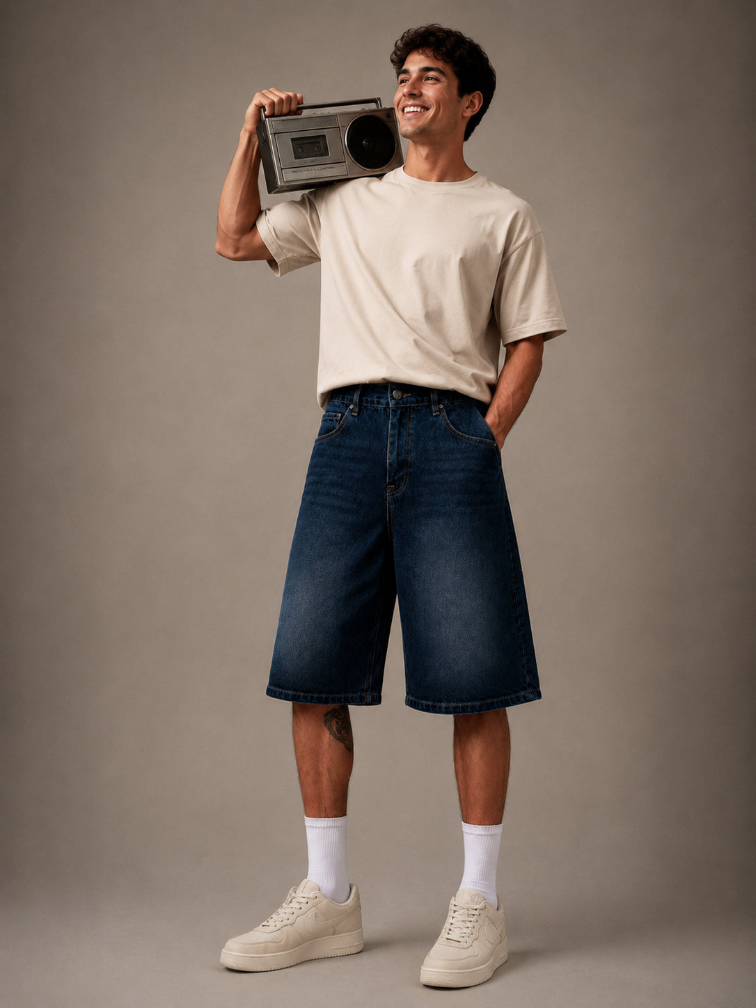 Teal Blue Washed Denim Jorts