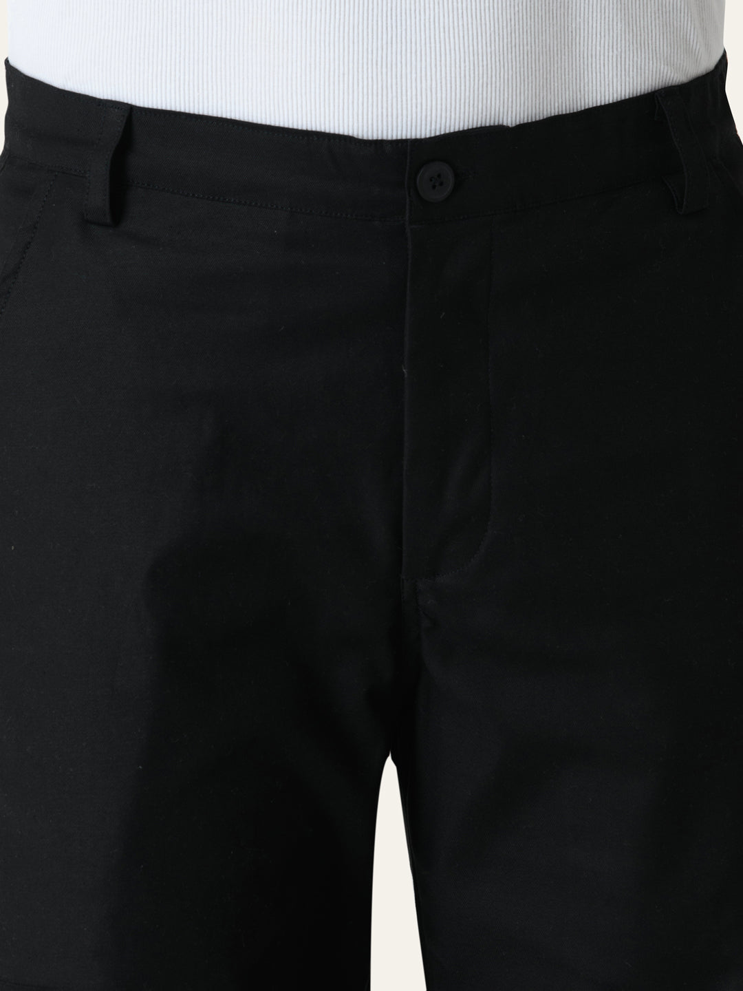 Black Solid Cargo Pants