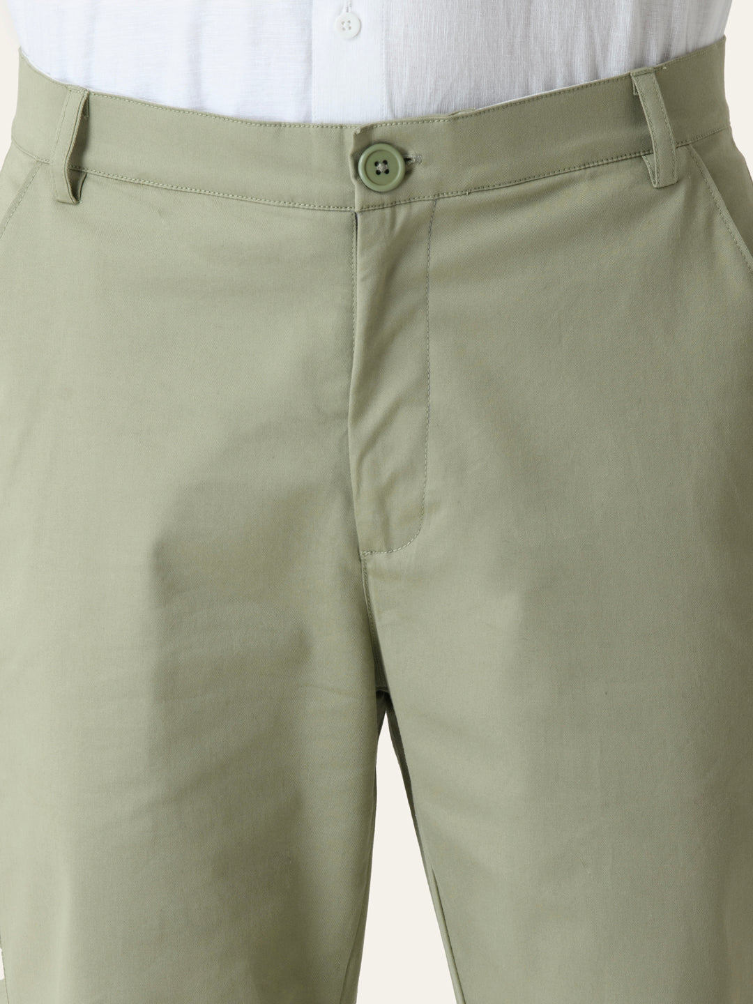 Pista Green Solid Slim Fit Chinos