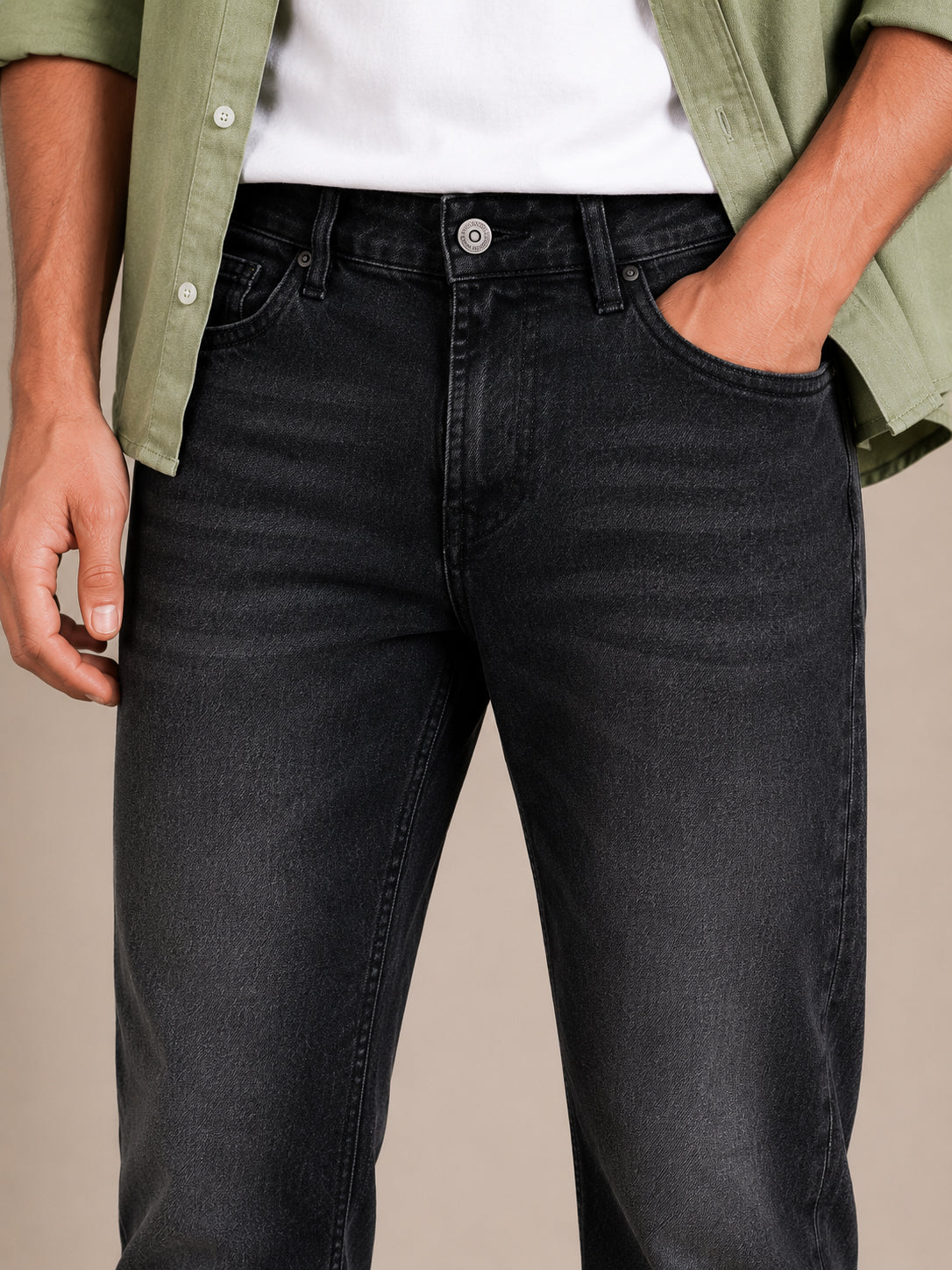 Black Washed Slim Fit Jeans