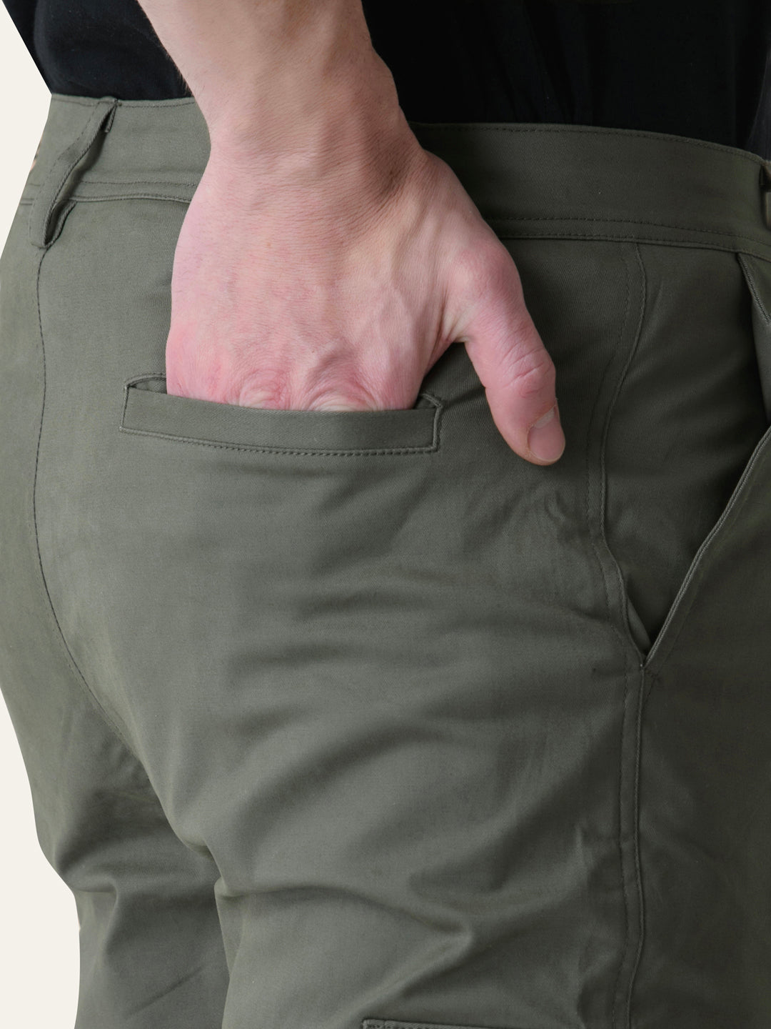 Olive Green Solid Cargo Pants