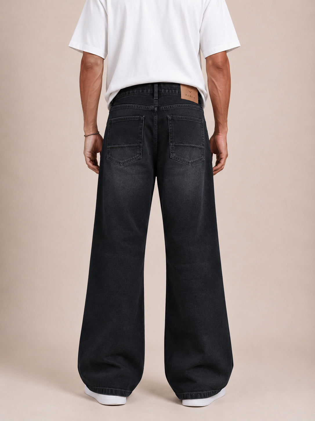 Black Washed Flared Jeans