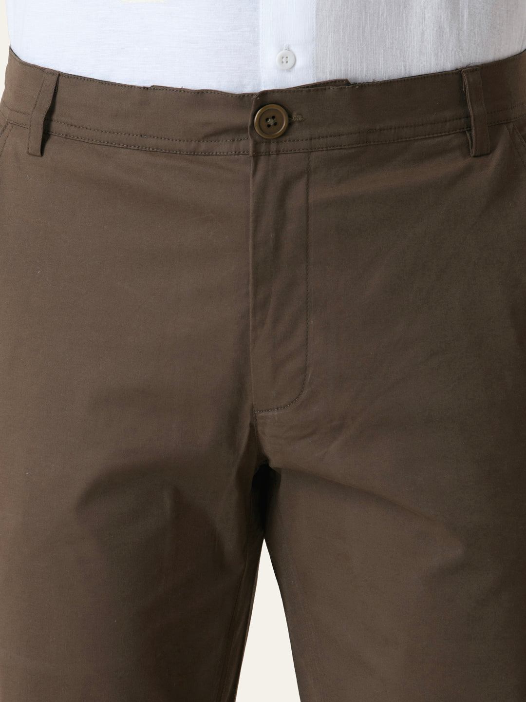 Brown Solid Slim Fit Chinos