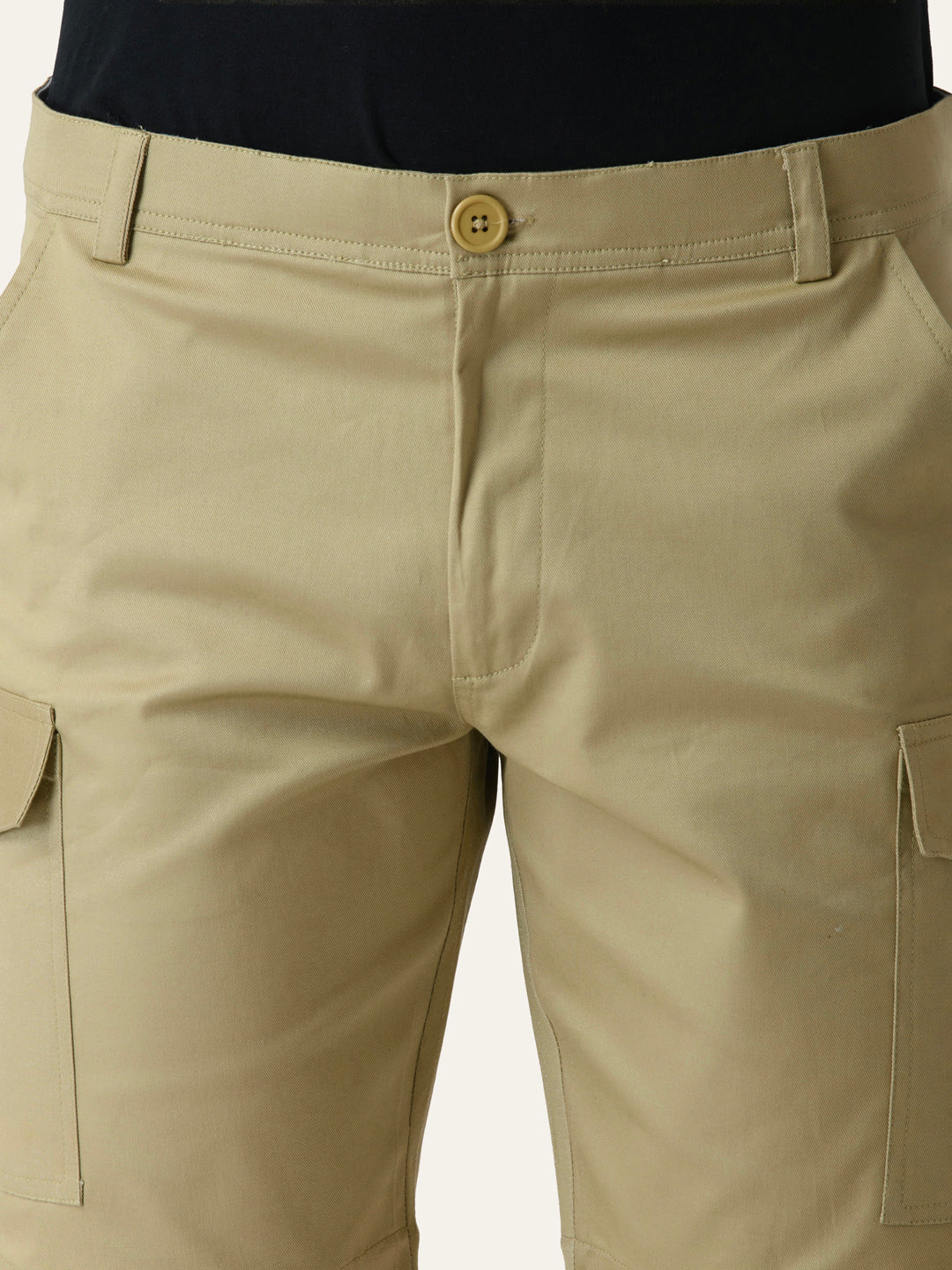 Twill Cotton Camel Brown Solid Shorts