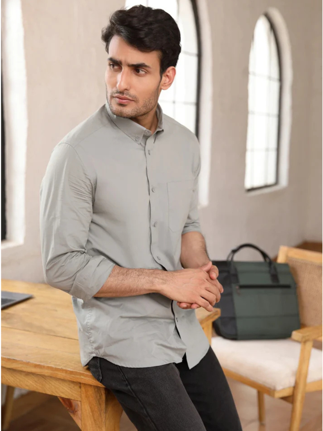 Pastel Pista Green Solid Shirt