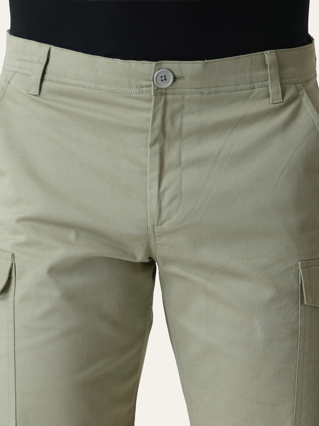Twill Cotton Pista Green Solid Shorts