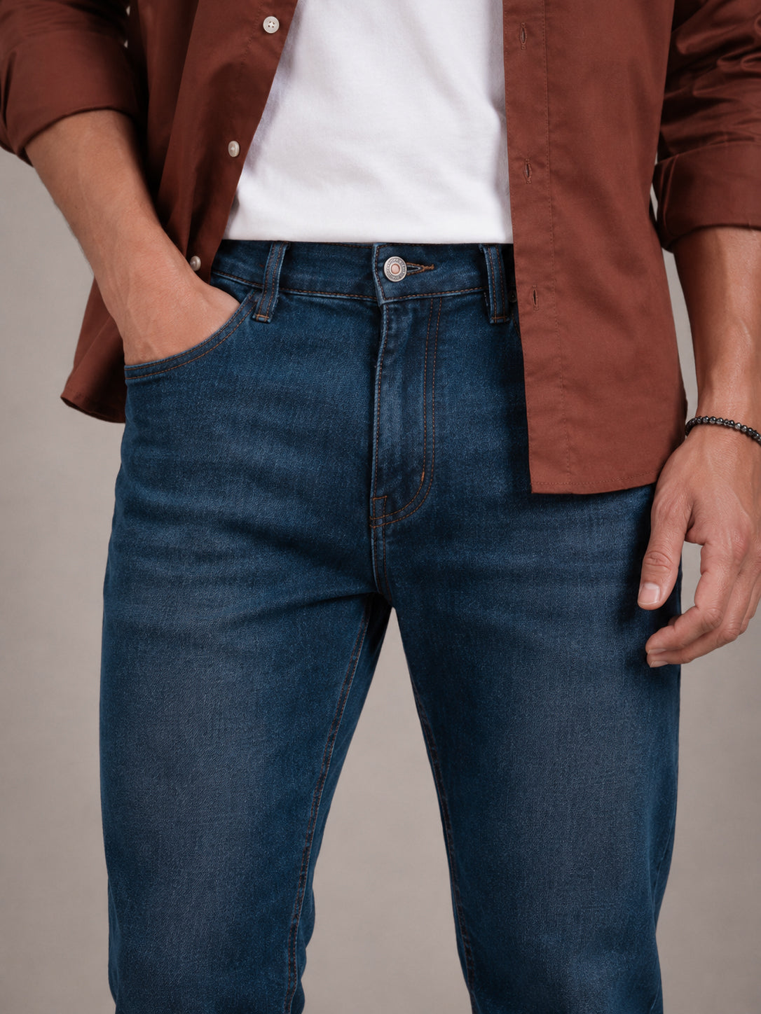 Teal Blue Washed Slim Fit Jeans