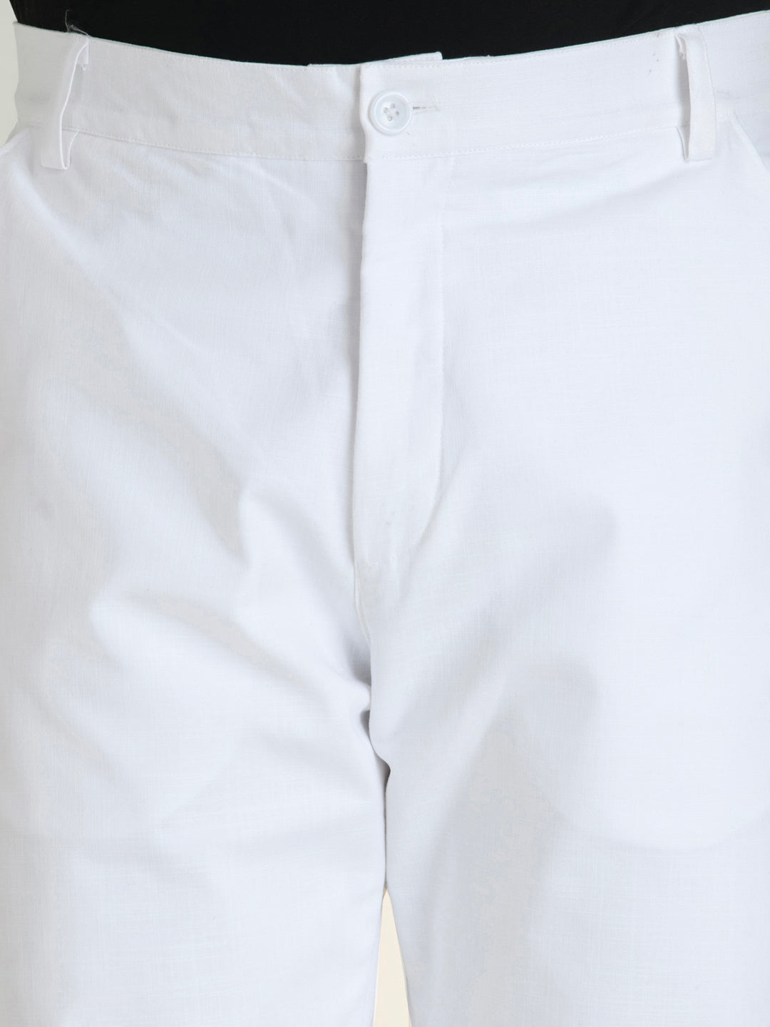White Solid Linen Pants