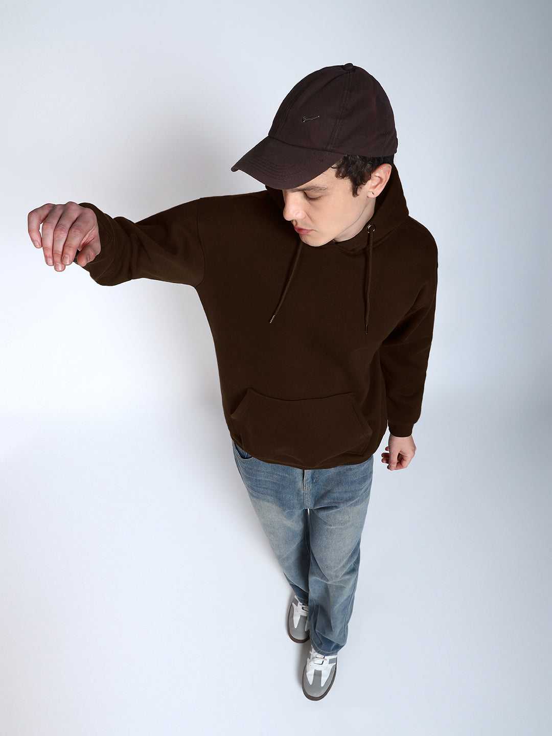 Brown Solid Regular Fit Hoodie Sweatshirt