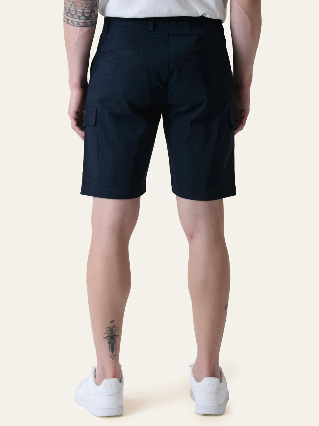 Twill Cotton Navy Blue Solid Shorts