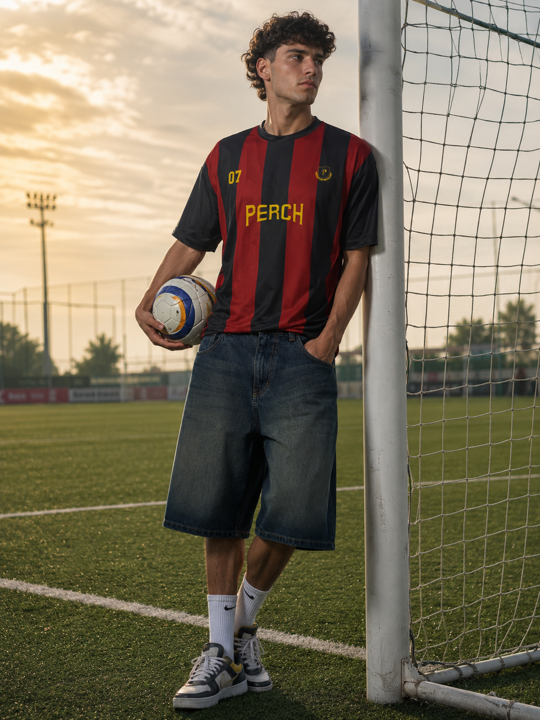 Red and Black Football Jersey Tshirt