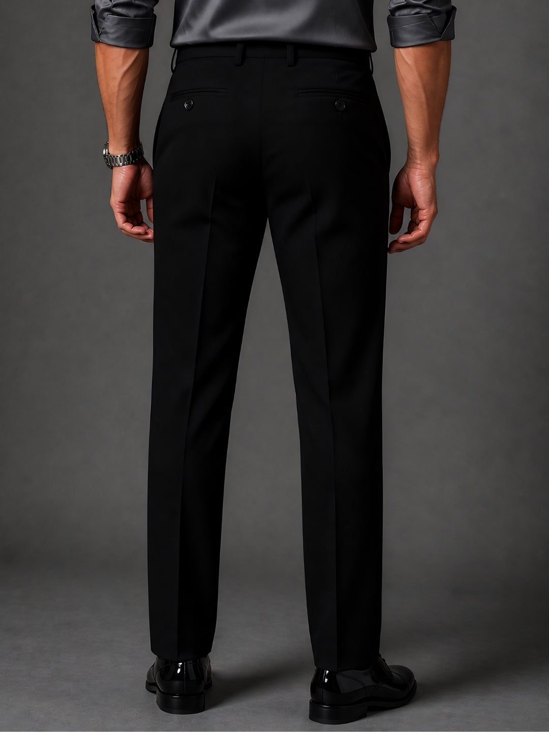 Deep Black Solid Japanese Slim Fit Pants