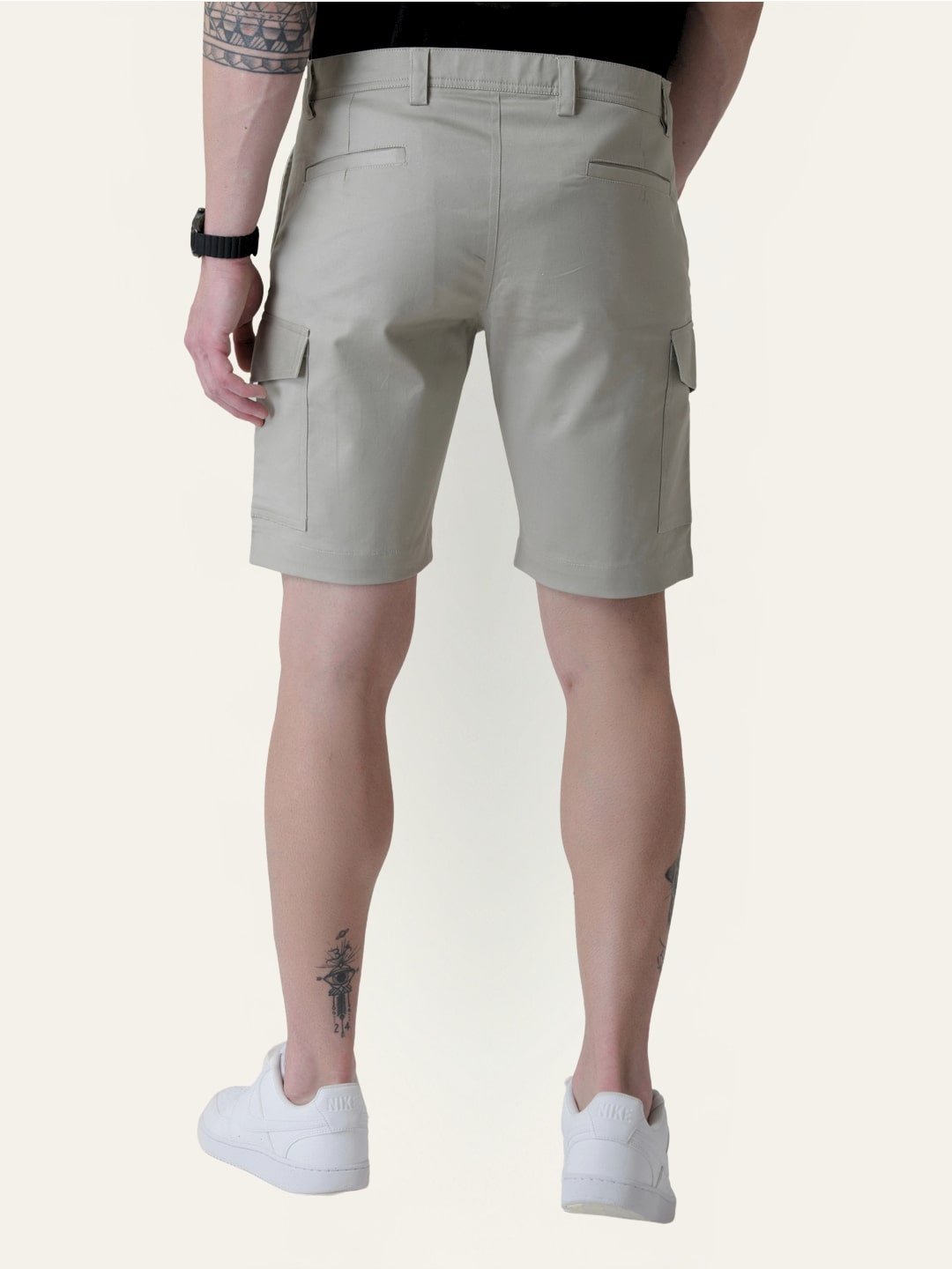 Twill Cotton Grey Solid Shorts