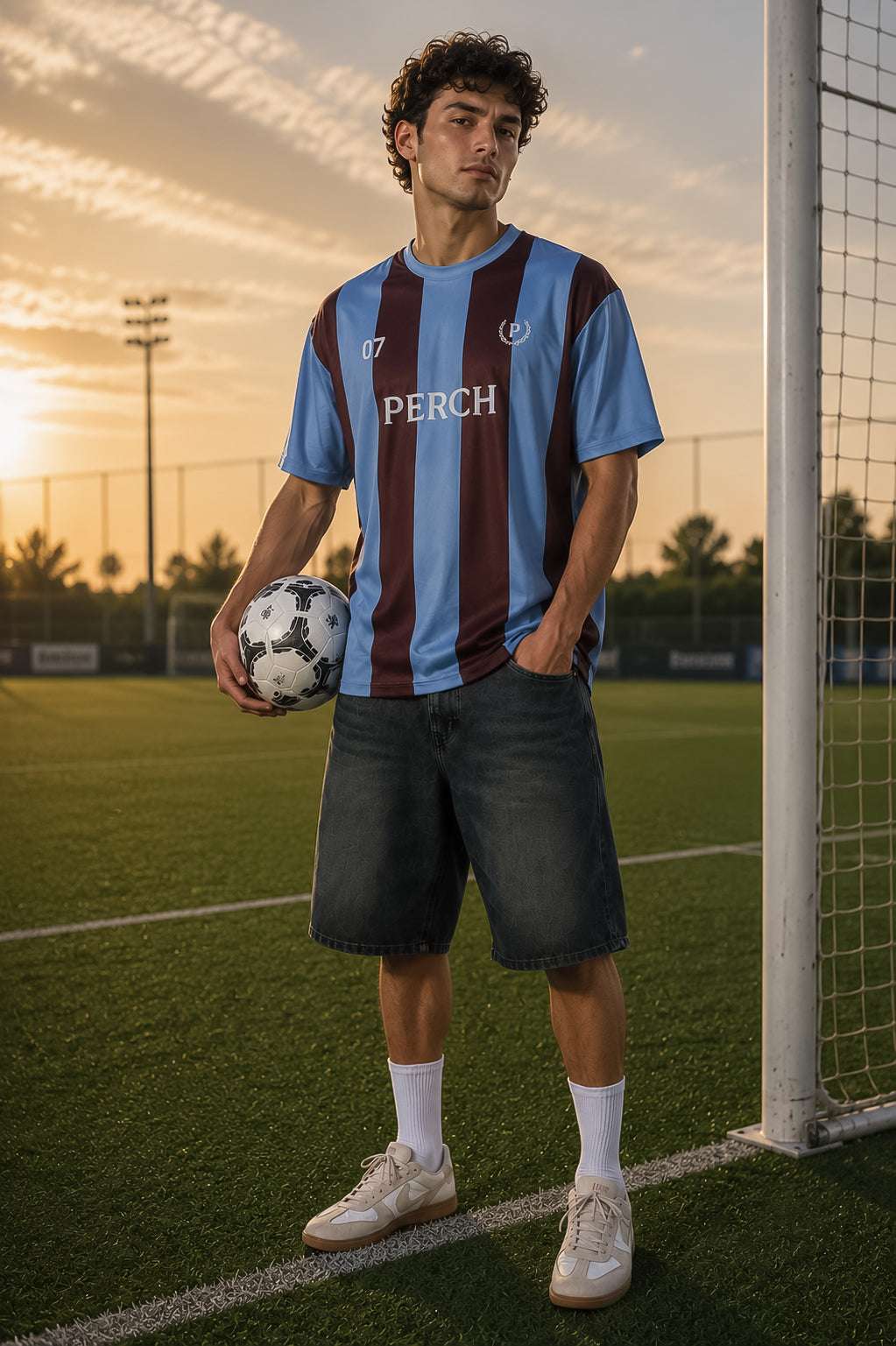 Blue and Brown Jersey Tshirt oversized Fit - Half Sleeve