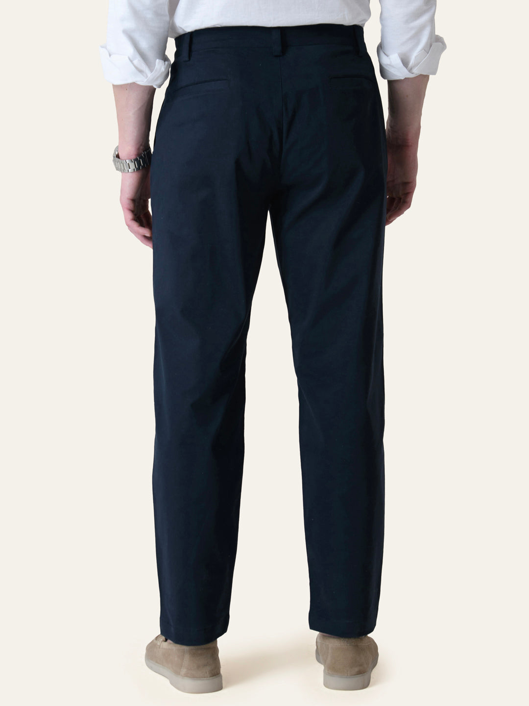 Navy Blue Solid Slim Fit Chinos