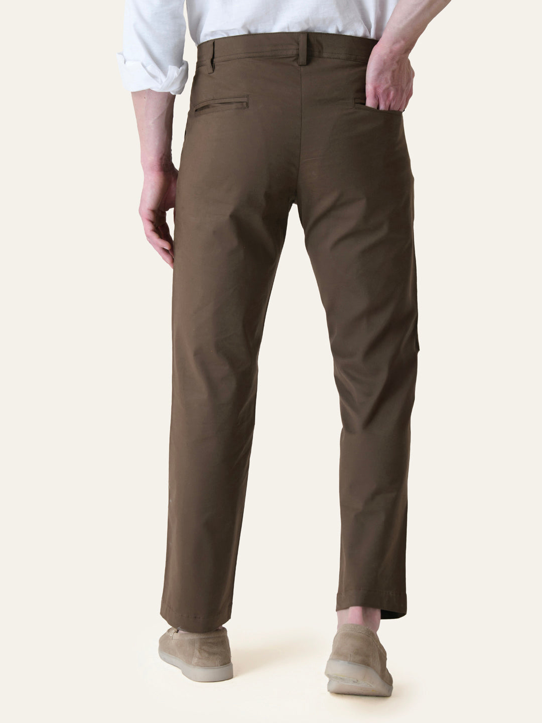 Brown Solid Slim Fit Chinos