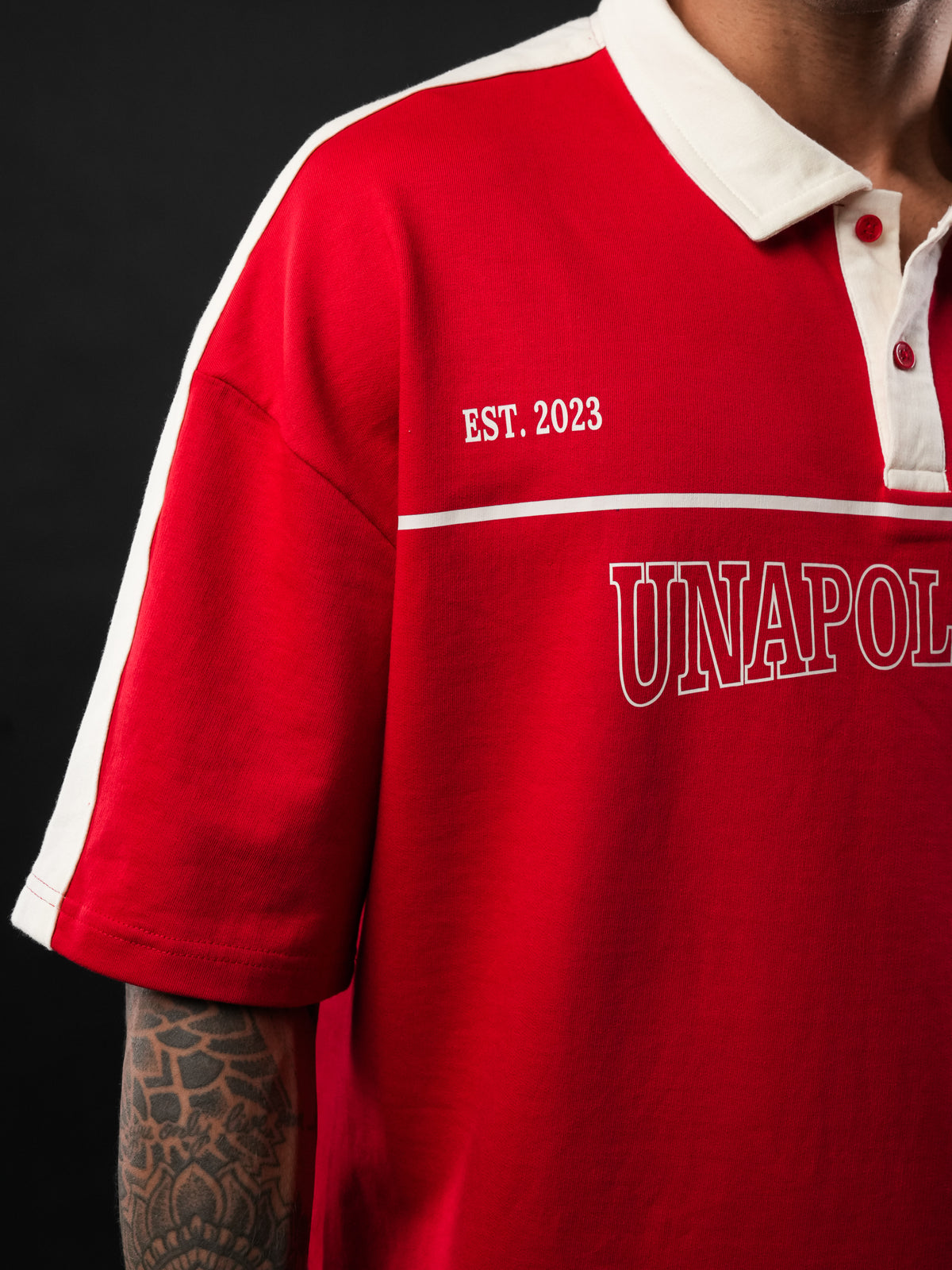 Red Unapologetic Cotton Oversized Polo Tshirt for Men & Women