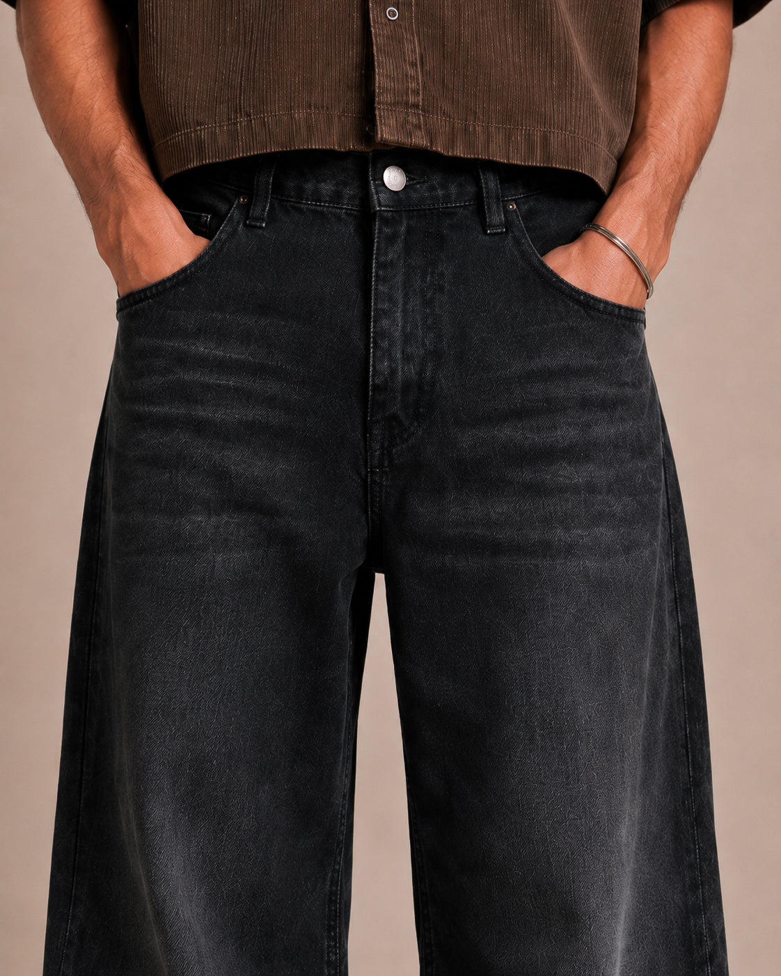 Black Washed Wide Flared Jeans