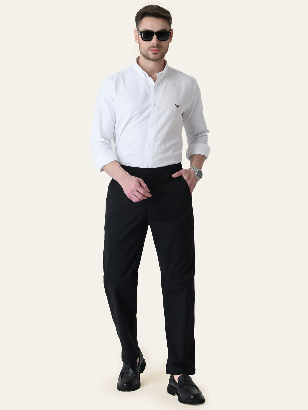 Black Solid Slim Fit Chinos