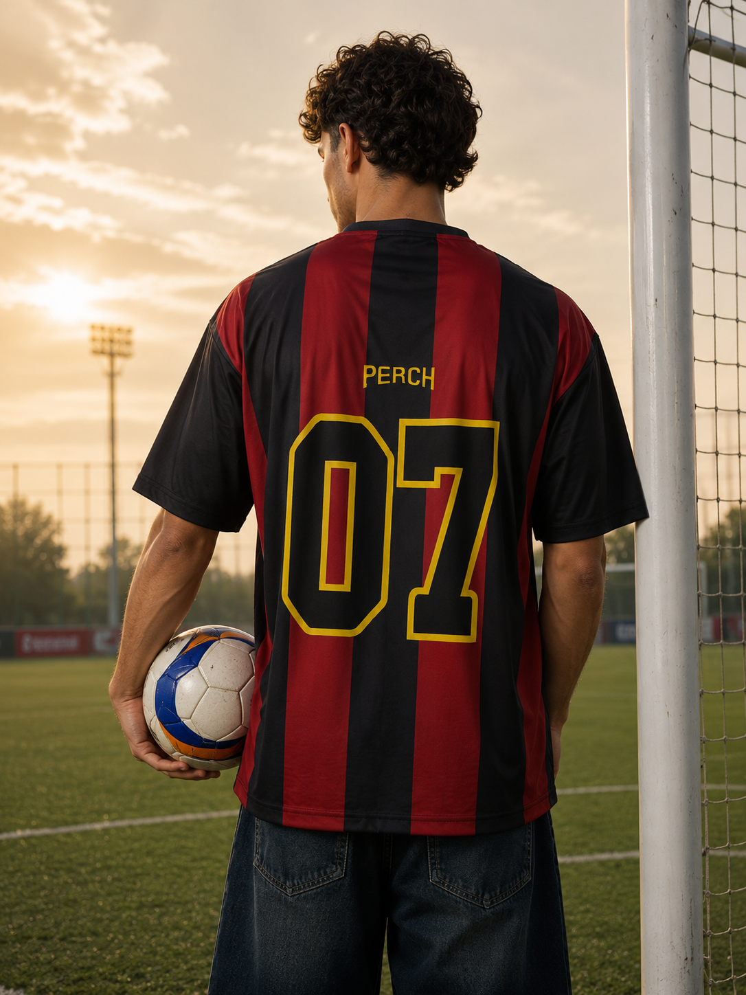 Red and Black Football Jersey Tshirt