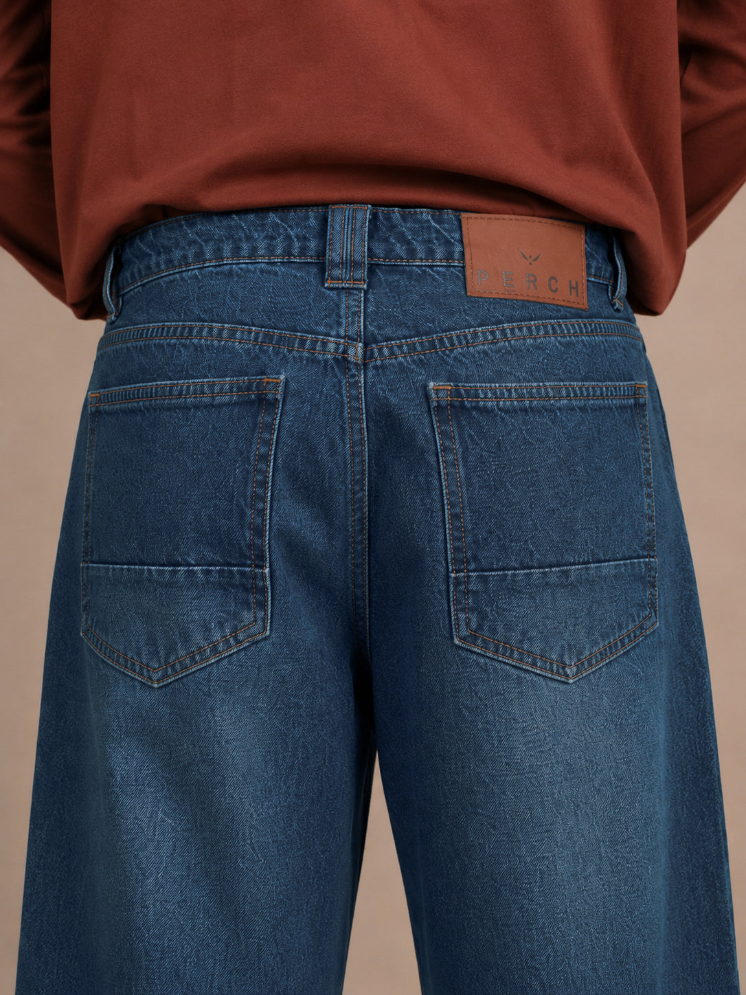 Teal Blue Washed Baggy Fit Jeans