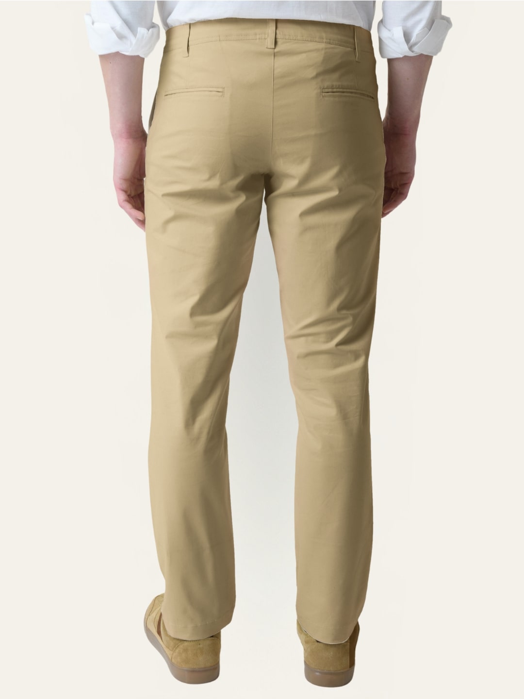 Camel Beige Solid Slim Fit Chinos
