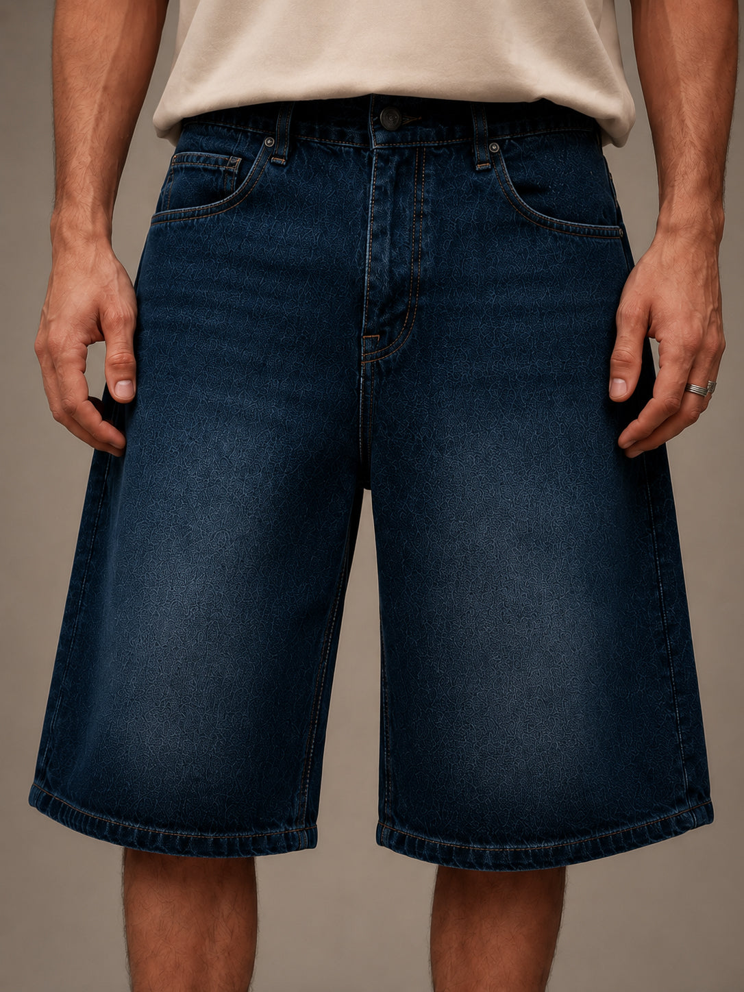 Teal Blue Washed Denim Jorts