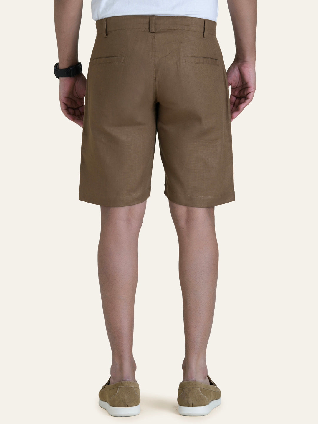 Linen Brown Solid Shorts