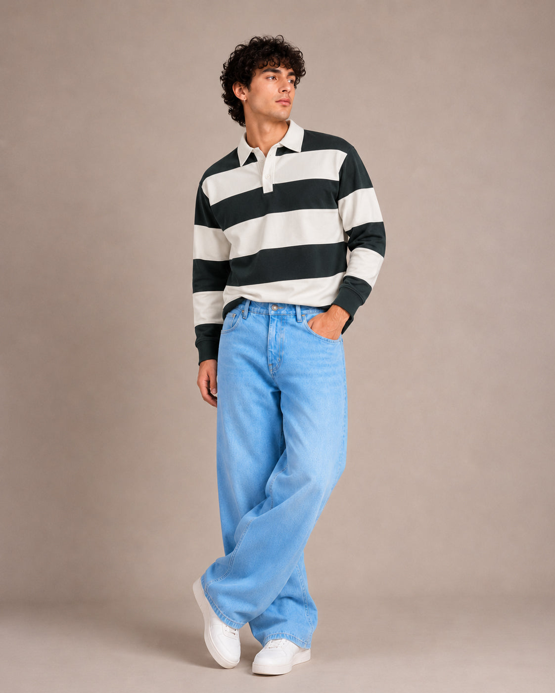 Light Blue Washed Baggy Fit Jeans