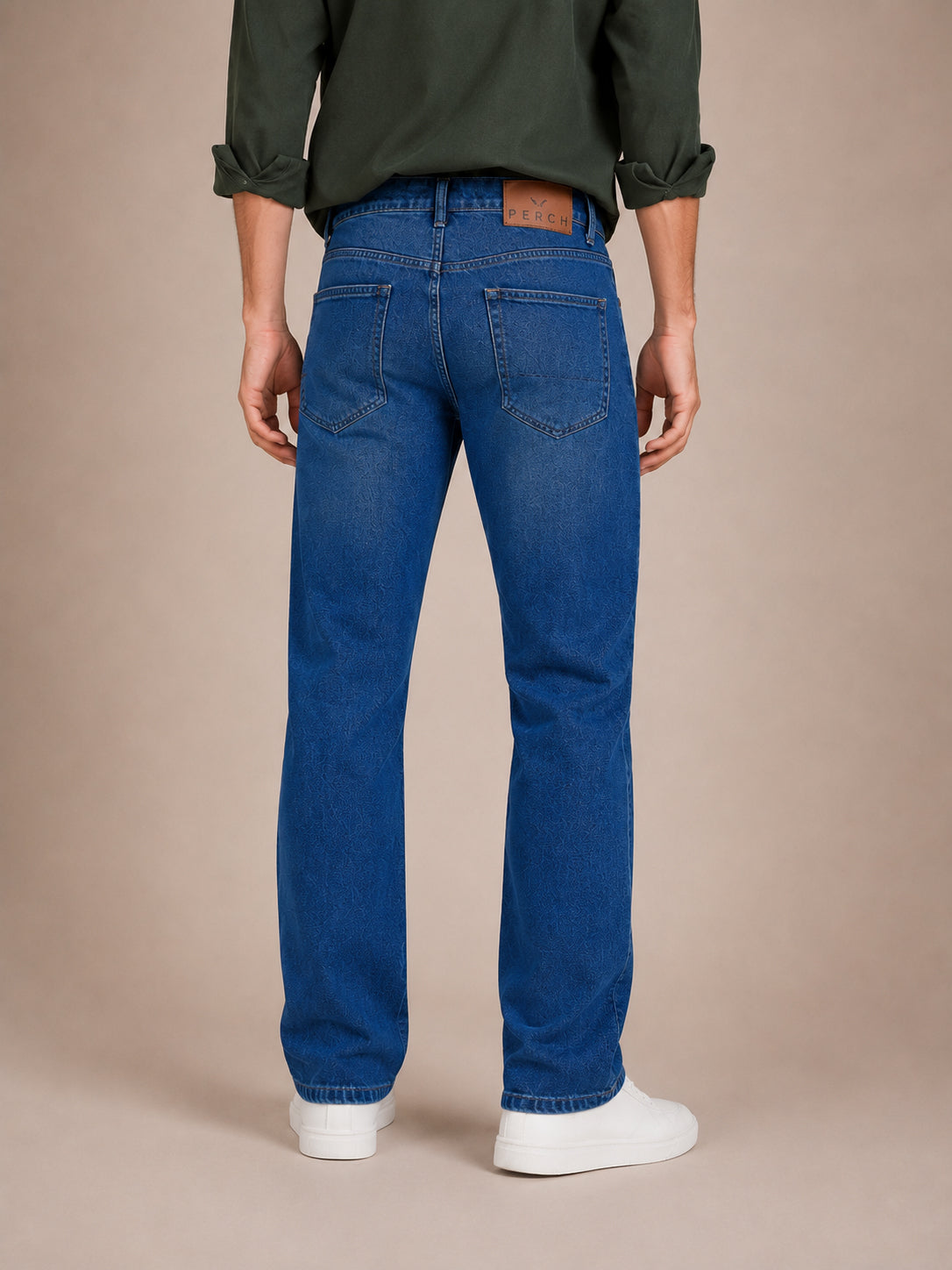 Mid Blue Washed Straight Fit Jeans