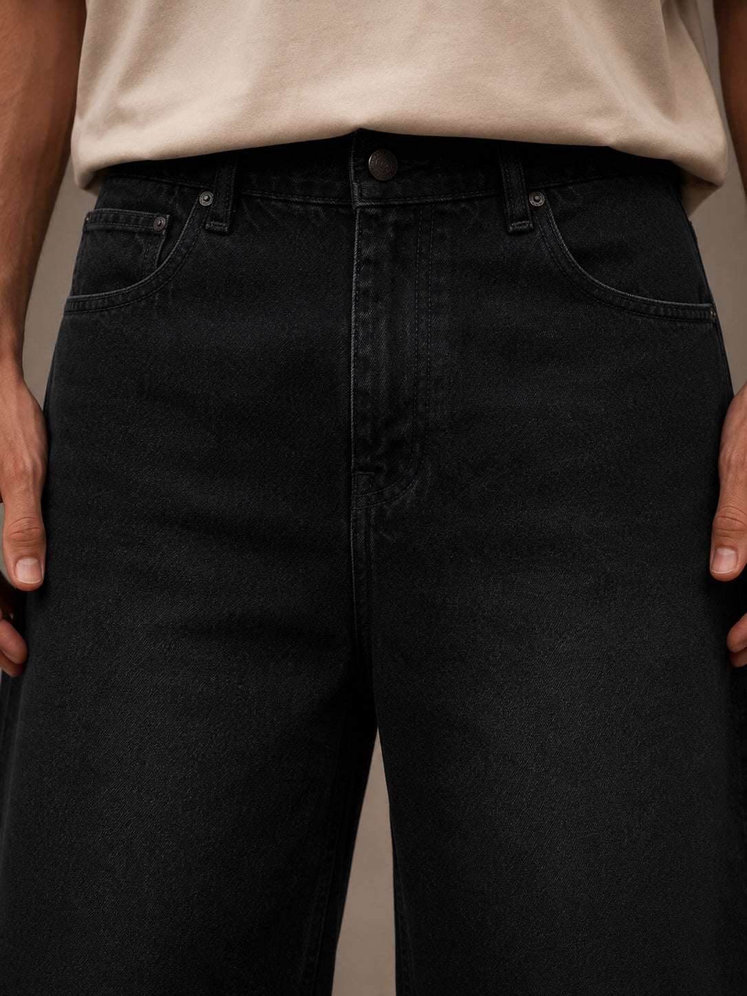 Black Washed Denim Jorts