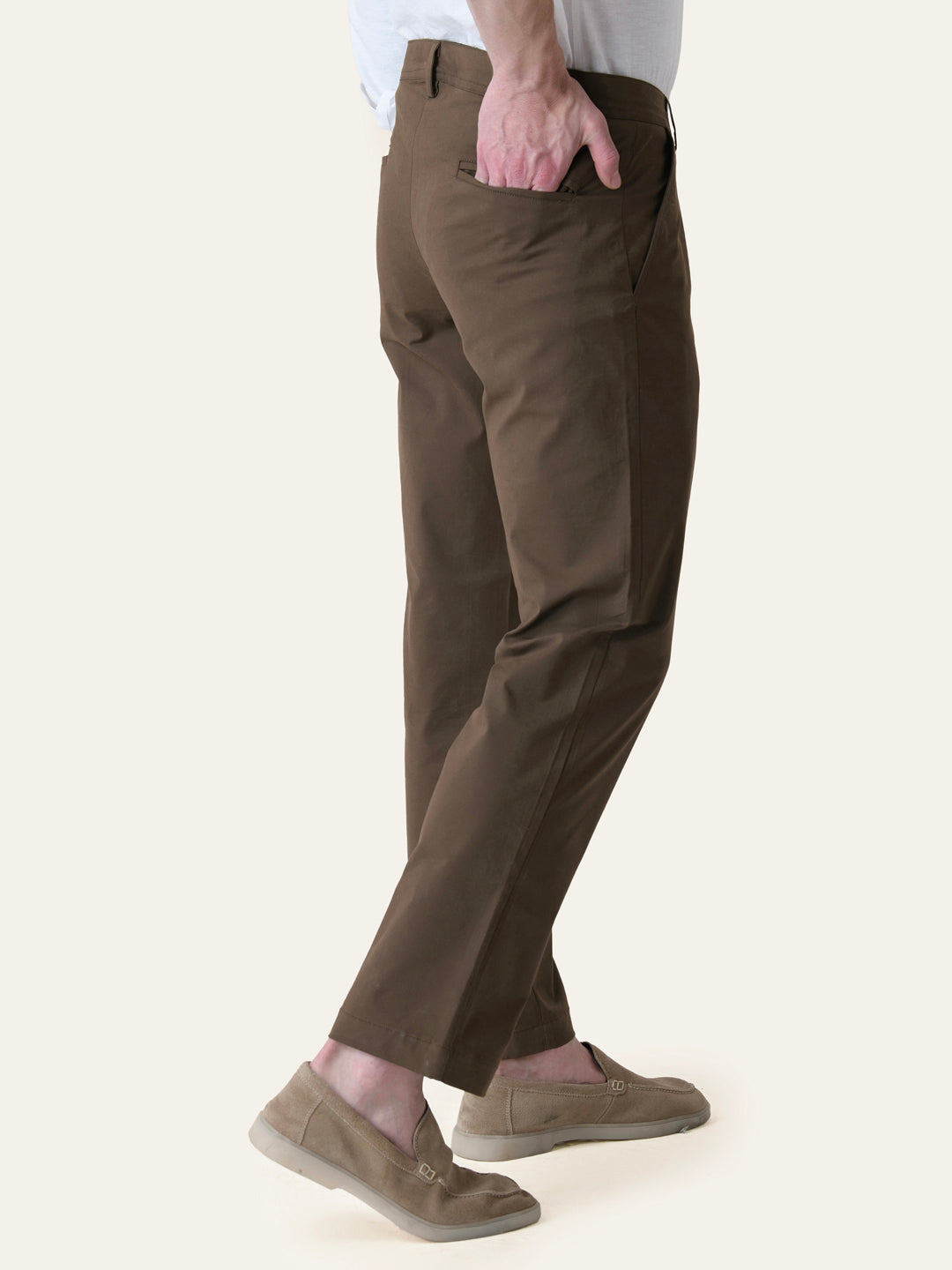 Brown Solid Slim Fit Chinos