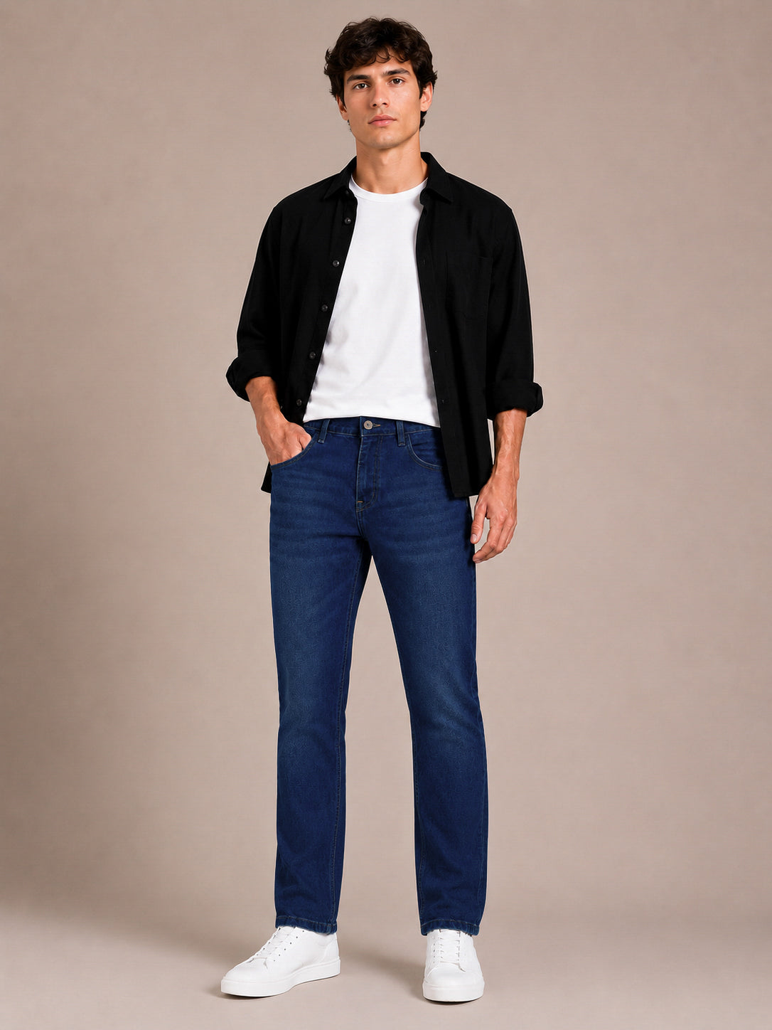 Dark Blue Washed Slim Fit Jeans